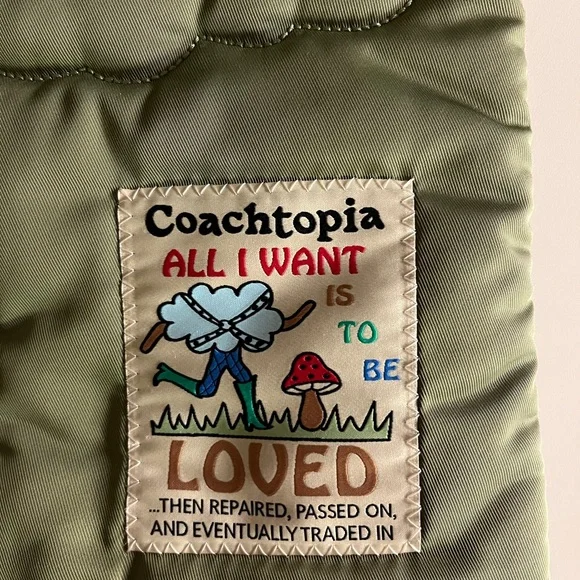 Coach Green Quilted Tote with Patch - Picture 3 of 5